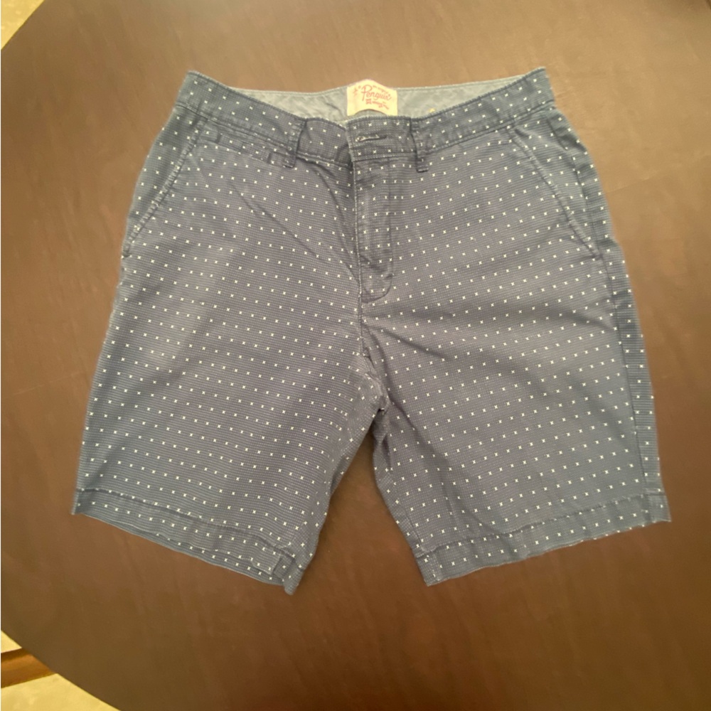 Original Penguin Blue Patterned Flat Front Shorts